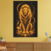 Golden Majestic Lion – Celestial Light Sparkle Art