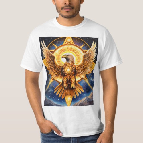 Golden Majesty Nordic Sun and Eagle_tshirt  T_Shirt