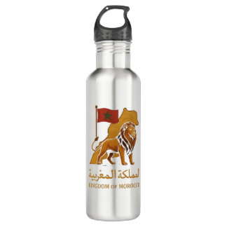 "Golden Majesty of Morocco | Lion & Arabic Kingdom Stainless Steel Water Bottle