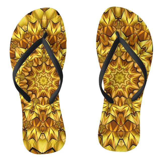 Golden Mandala Antique Abstract Design-63495 Flip Flops (Footbed)