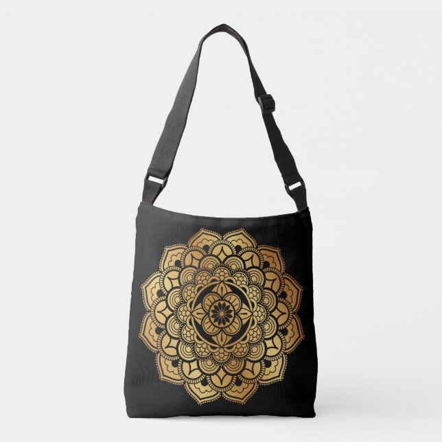 Golden Mandala Art Design Tote Bag (Front)