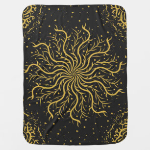 Golden mandala art repeat pattern baby blanket
