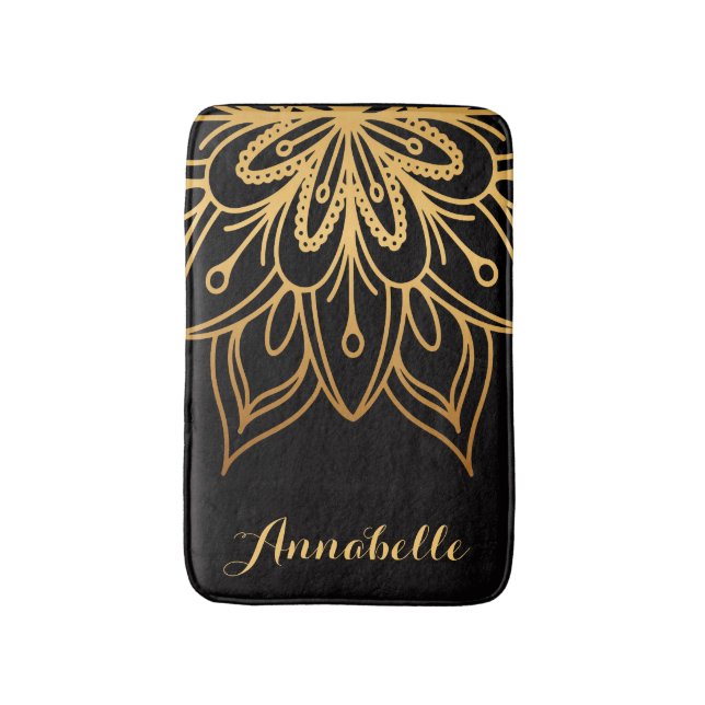 Golden Mandala Bath Mat (Front Vertical)