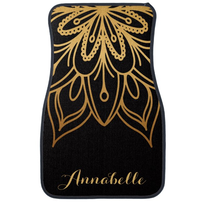 Golden Mandala Car Floor Mat (Front)