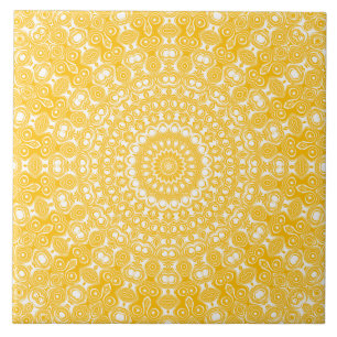 Golden Mandala Geometric Pattern Ceramic Tile