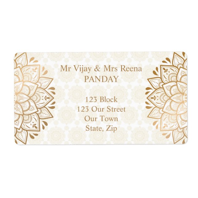 Golden mandala Mehndi personalized Label (Front)