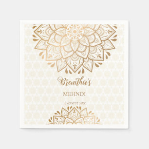 Golden mandala Mehndi personalized name Napkins