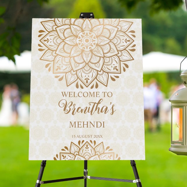 Golden mandala Mehndi personalized welcome Foam Board (Creator Uploaded)