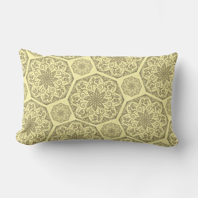 Golden Mandala Mosaic Pattern Lumbar Pillow (Front)