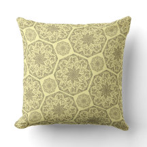 Golden Mandala Mosaic Pattern Throw Pillow