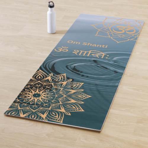 Golden Mandala Om Shanti Meditation   Yoga Mat