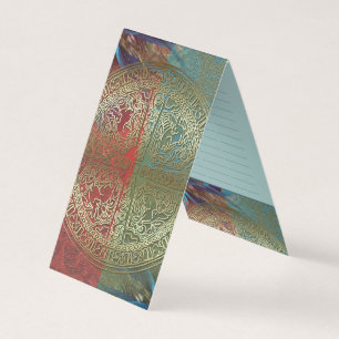 Golden Mandala On Feathers - Business Card