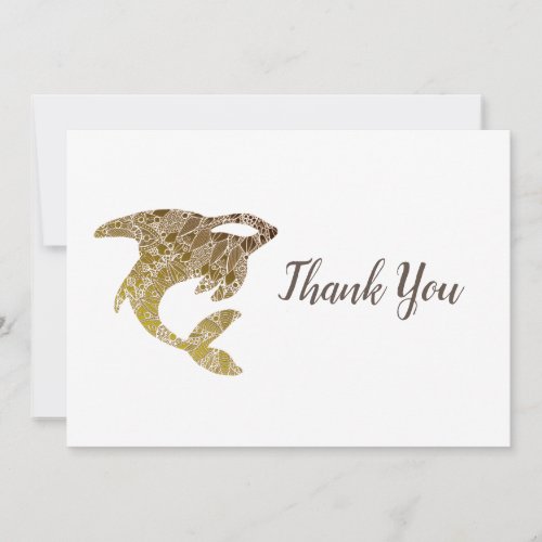 Golden Mandala Orca Thank You Card
