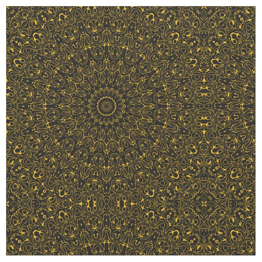 Golden Mandala Pattern with Radiant Symmetry Fabric