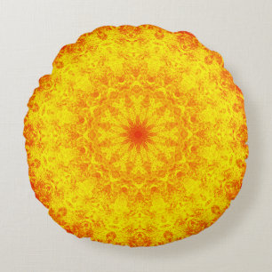 Golden Mandala Round Pillow