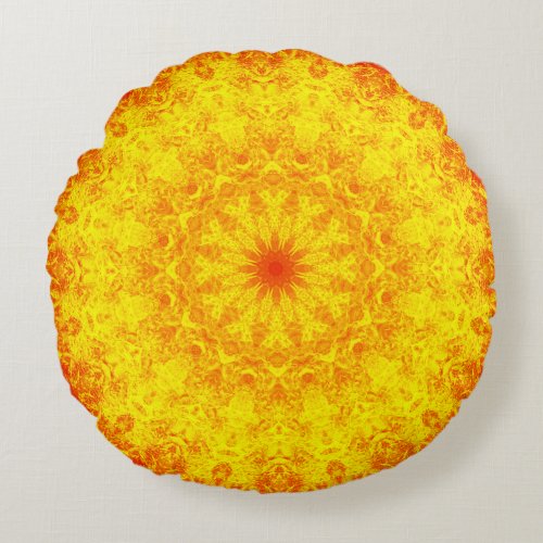 Golden Mandala Round Pillow