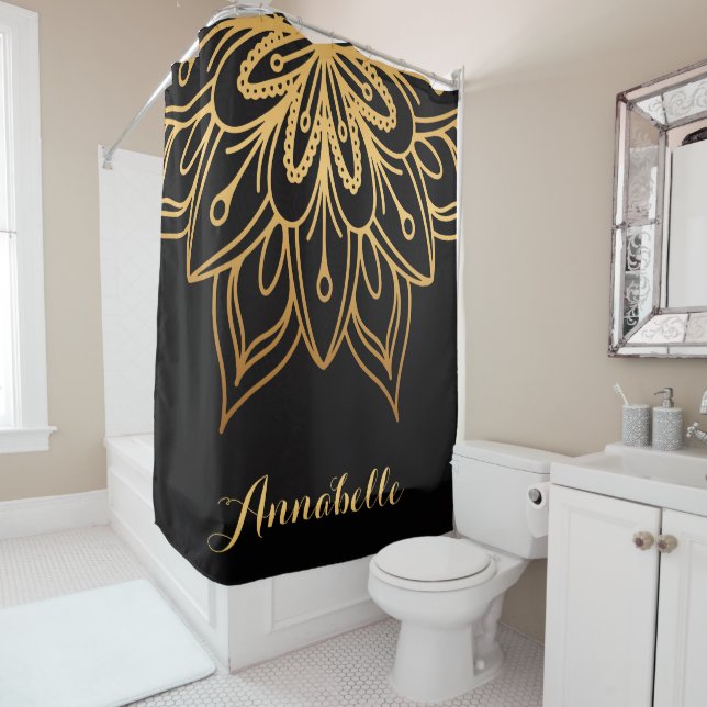 Golden Mandala Shower Curtain (In Situ)
