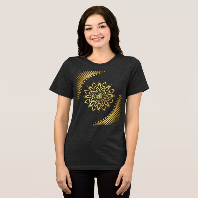 Golden Mandala Women's T-Shirt Tri-Blend Shirt (Front Full)
