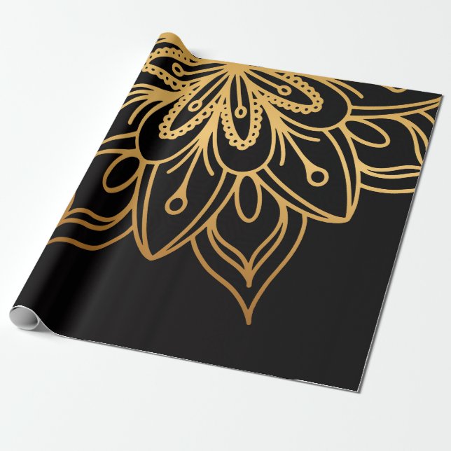 Golden Mandala Wrapping Paper (Unrolled)