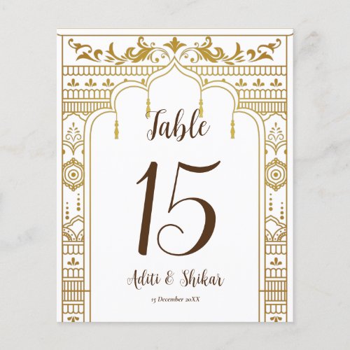 Golden Mandap Table Number with couples names