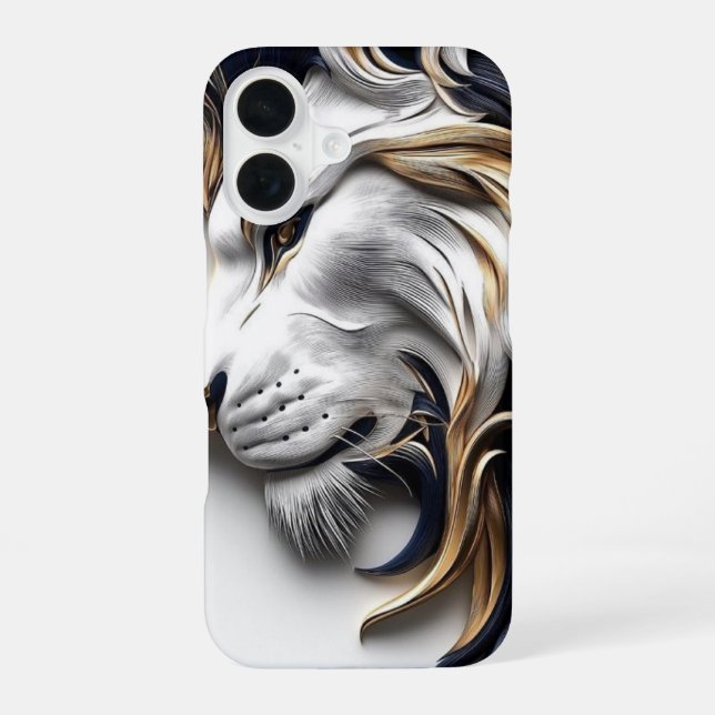 Golden Mane Lion – Luxury Power iPhone 16BackCover Case (Back)