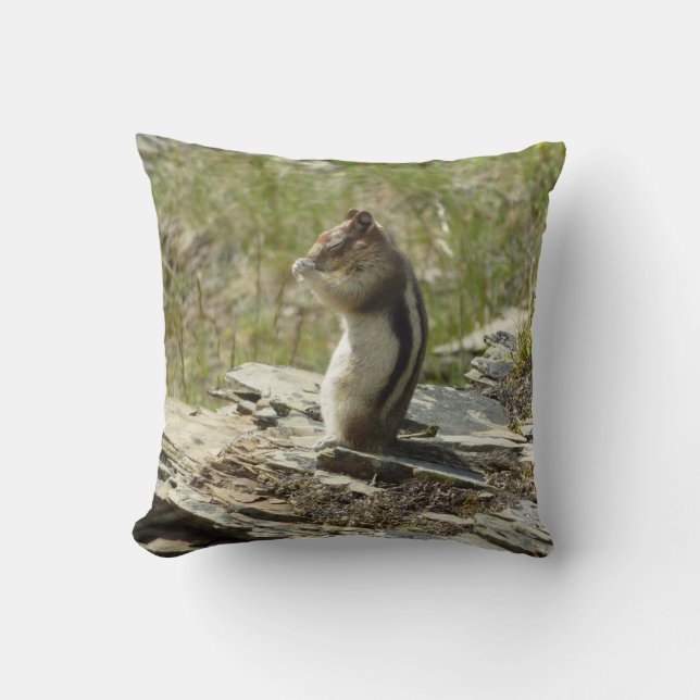 Golden-Mantled Ground Squirrel at Glacier I Throw Pillow (Front)