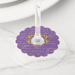 Golden Manuscript Wine Glass Tag