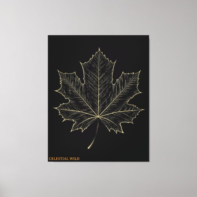 Golden Maple Leaf Botanical Art Canvas Gift Print (Front)