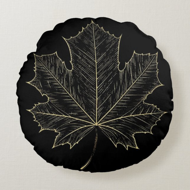 Golden Maple Leaf Botanical Decor Pillow Gift (Front)