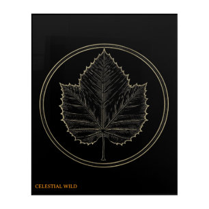 Golden Maple Leaf Circle Botanical Art Canvas Gift