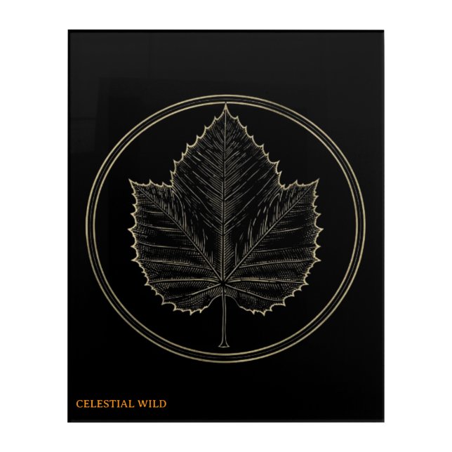 Golden Maple Leaf Circle Botanical Art Canvas Gift (Front)