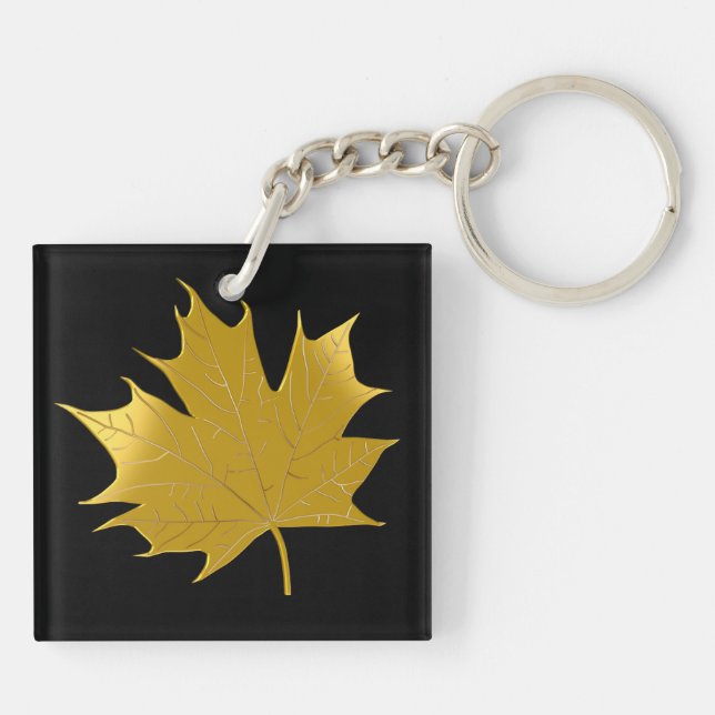 Golden maple leaf keychain (Back)