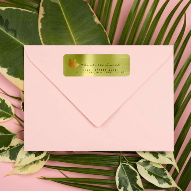 Golden Maple Leaf Linen Return Address Labels (Golden Maple Leaf Linen Return Address Labels)