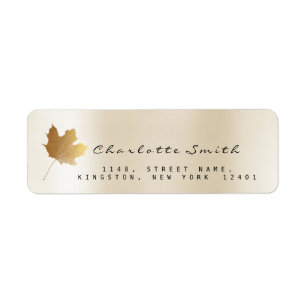 Golden Maple Leaf Pearly Ivory Creamy RSVP Labels