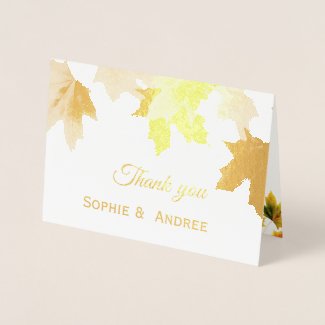 Golden  maple leaves - add wedding photo