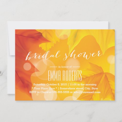 Golden Maple Leaves Autumn Bridal Shower Invitation