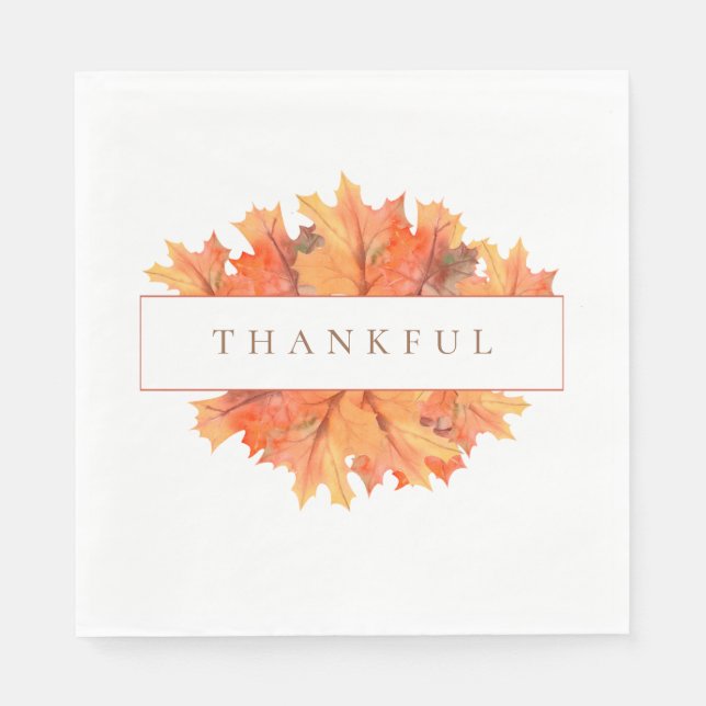 Golden Maple Leaves Customizable Fall Botanical Napkins (Front)