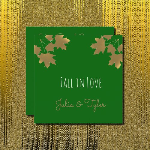  Golden maple leaves in  Emerald _ Fall in love Invitation
