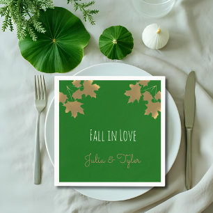 Golden maple leaves in Emerald - Fall in love Napkins
