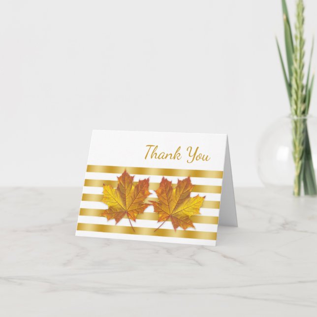 Golden maple leaves, stripes Thank You (Front)