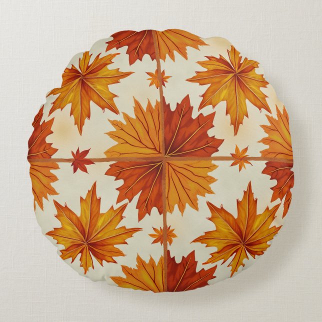 Golden Maple Symphony Round Pillow (Front)