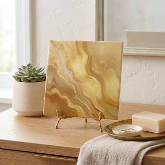 Golden Marble Agate Ceramic Tile