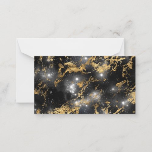 Golden Marble Dark Starry Night Space Lover Galaxy Note Card