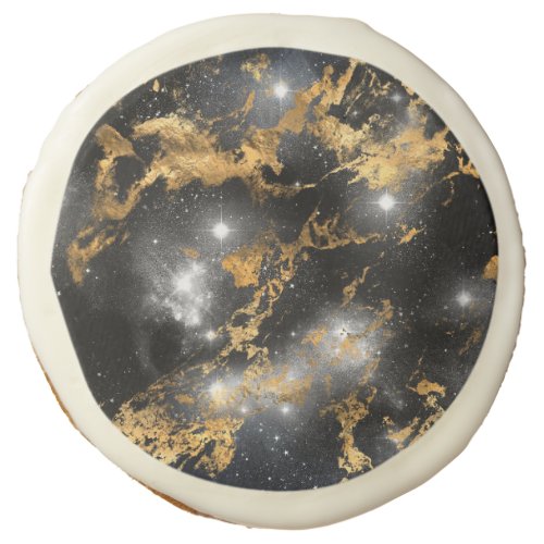 Golden Marble Dark Starry Night Space Lover Galaxy Sugar Cookie