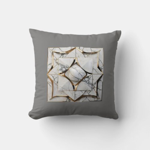 Golden Marble Elegance Throw Pillow Throw Pillow