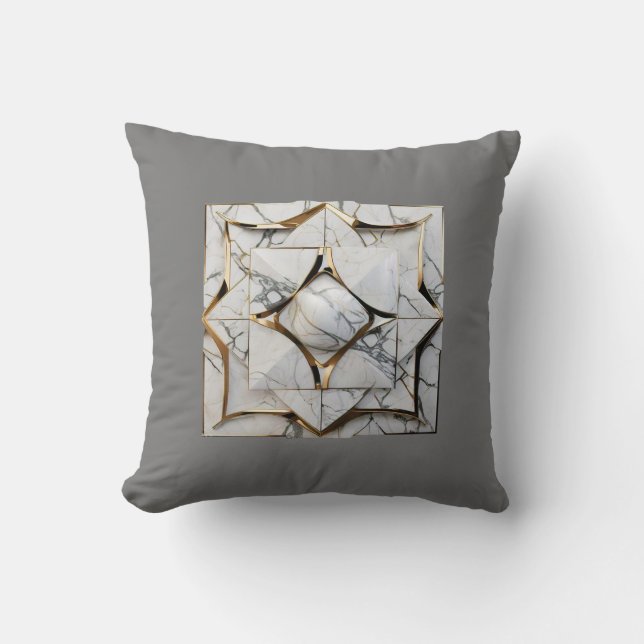 "Golden Marble Elegance Throw Pillow" Throw Pillow (Front)