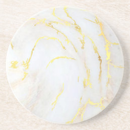 Golden Marble Elegant Trendy Template Round Coaster