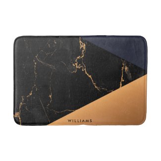 Golden Marble Geometric Bath Mat