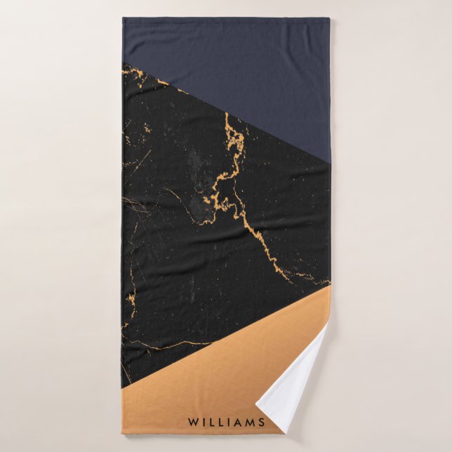 Golden Marble Geometric Bath Towel Set (Bath Towel)