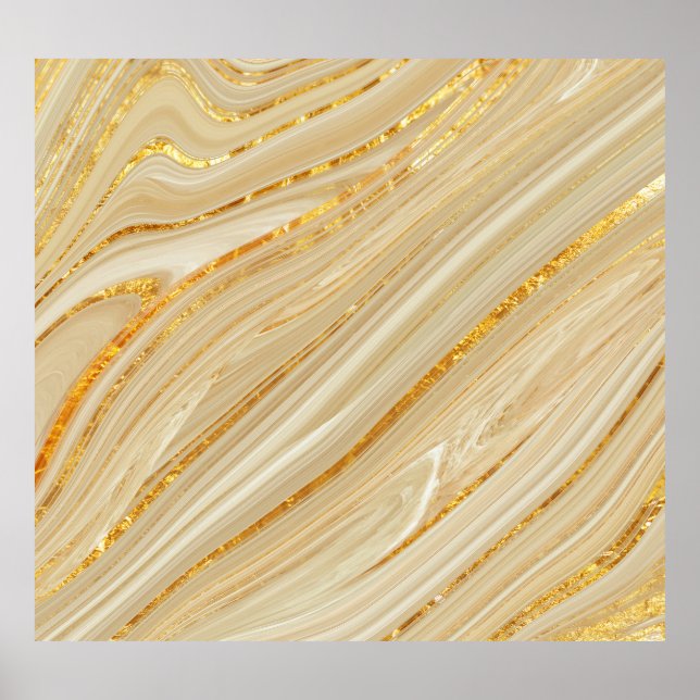 Golden marble: luxurious texture background. poster (Front)